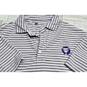 Onward Reserve Performance Polo Shirt White Purple Striped Golf SJGT Cup Logo LG